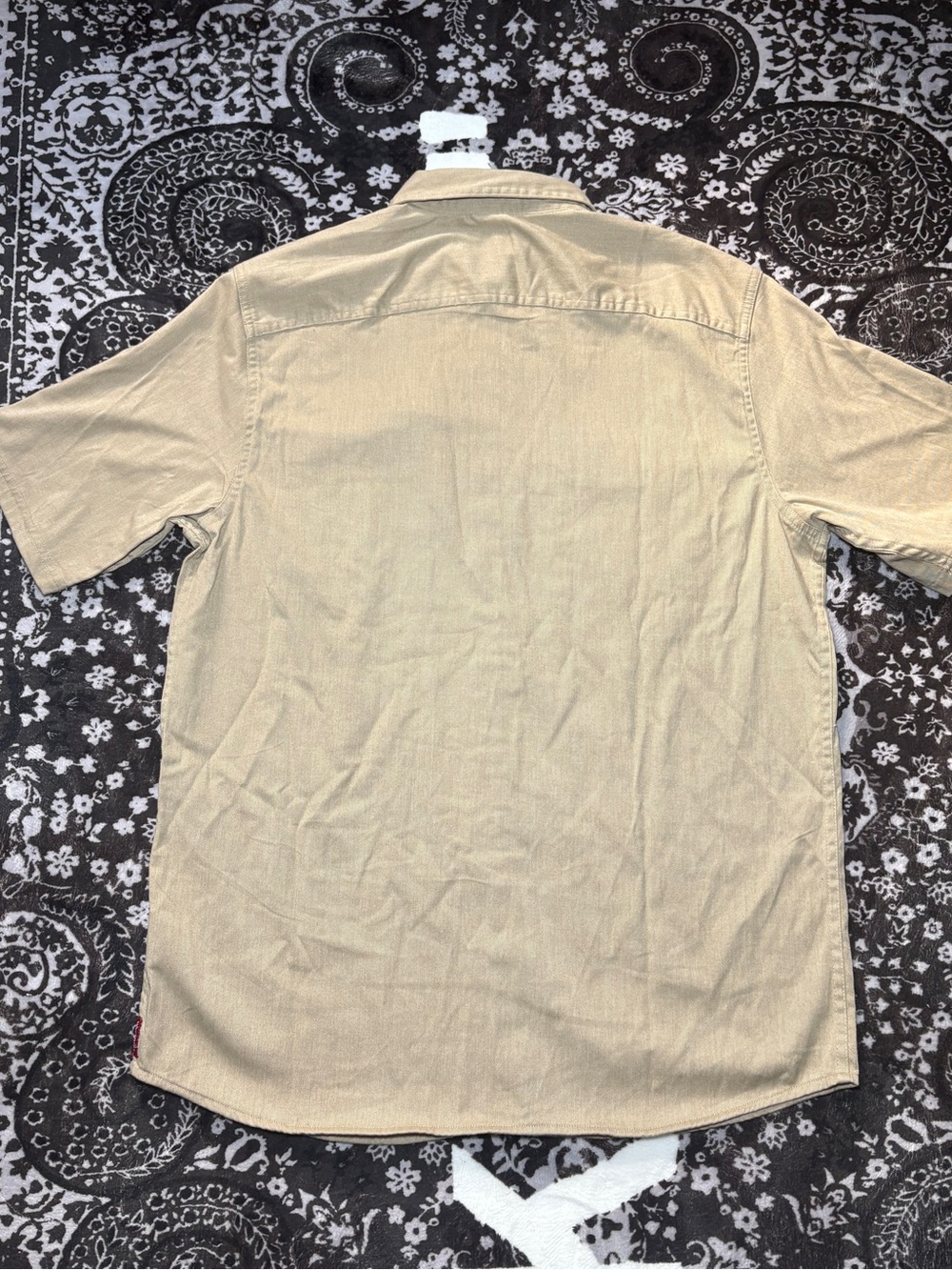 Wrangler Tan Button Up Shirt Short Sleeve Workwear Size Small - Picture 2 of 4